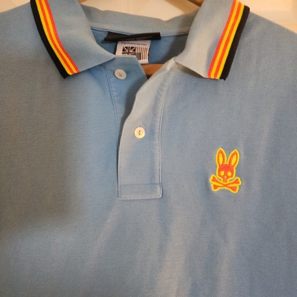 Psycho Bunny Bank Pique Polo Size 4 Darlin Blue Pima Cotton Short Sleeve Collar - Picture 7 of 10